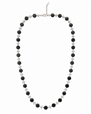 OFF#DLY Kette Kreuz silver/black