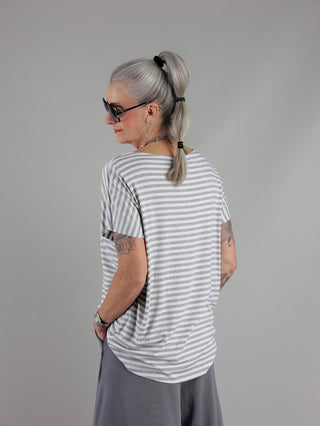 OFF#DLY Margot Stripe Tee grey/white