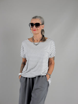 OFF#DLY Margot Stripe Tee grey/white