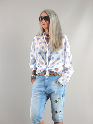 OFF#DLY Bluse Luici Dot´s blue/white