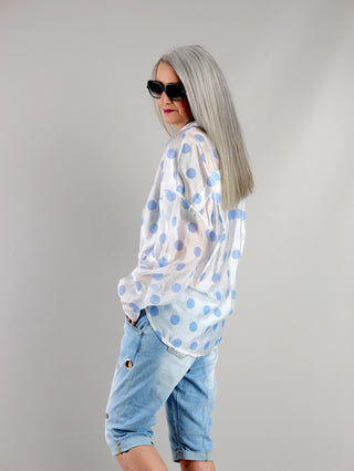 OFF#DLY Bluse Luici Dot´s blue/white