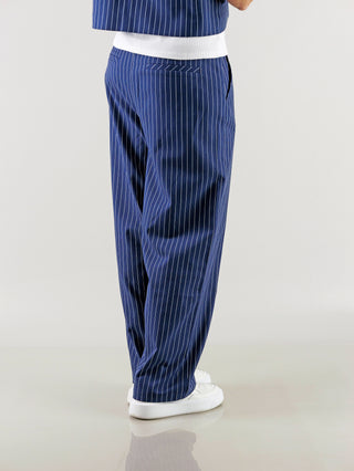 ALIX Striped Barrel Pant navy