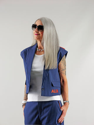 ALIX Striped Waistcoat navy