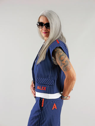 ALIX Striped Waistcoat navy
