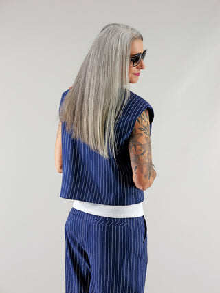 ALIX Striped Waistcoat navy