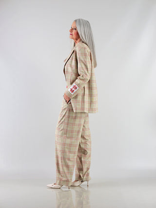 ALIX Oversized Check Blazer sand