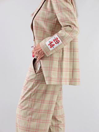 ALIX Oversized Check Blazer sand