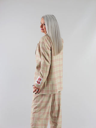 ALIX Oversized Check Blazer sand