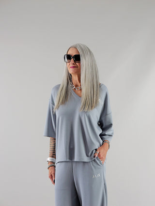 ALIX Scuba V Neck Top lightgrey