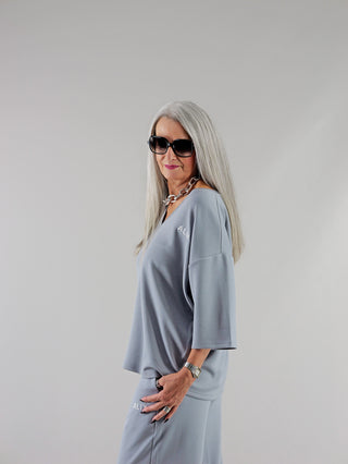 ALIX Scuba V Neck Top lightgrey