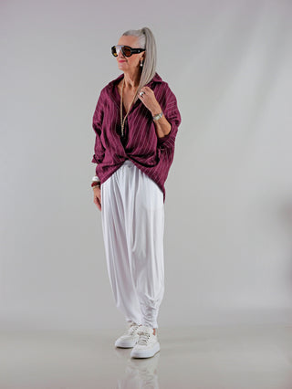 OFF#DLY Bluse Linen Stripes bordeaux