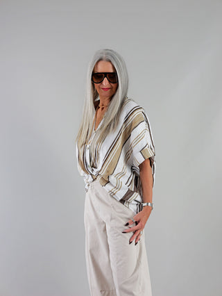 OFF#DLY Linen Bluse Stripes beige/white
