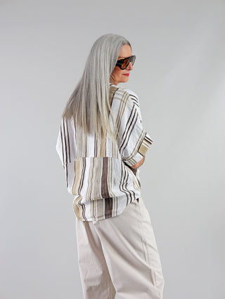 OFF#DLY Linen Bluse Stripes beige/white