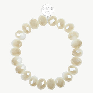 Flaches Kristallperlen Armband white/beige
