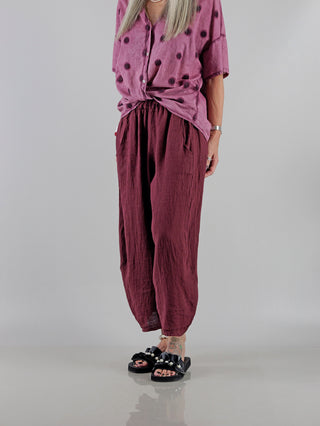 OFF#DLY Linen Pant bordeaux
