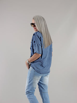 OFF#DLY Bluse Dita dot´s blue