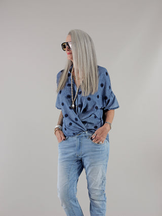 OFF#DLY Bluse Dita dot´s blue