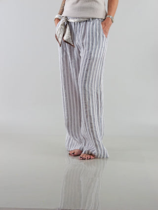 OFF#DLY Pant Giorgia Linen Stripes White