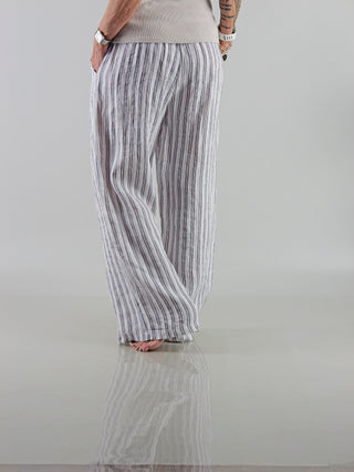 OFF#DLY Pant Giorgia Linen Stripes White