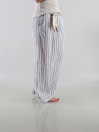 OFF#DLY Pant Giorgia Linen Stripes White