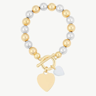 OFF#DLY Kupfer Perlenarmband Love gold/silber