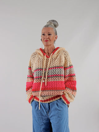 LIV BERGEN  Crochet Wool coral stripe