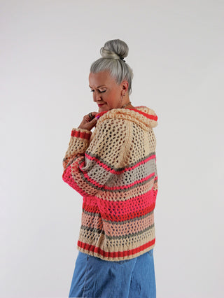LIV BERGEN  Crochet Wool coral stripe