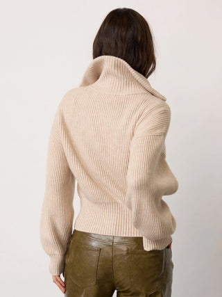 Co Couture ROW Zip Knit Cardigan creme