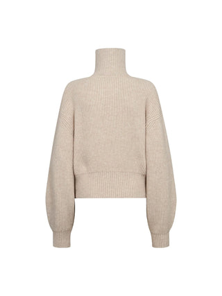 Co Couture ROW Zip Knit Cardigan creme