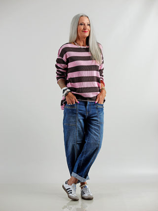 OFF#DLY Pulli Stripe braun/rosa