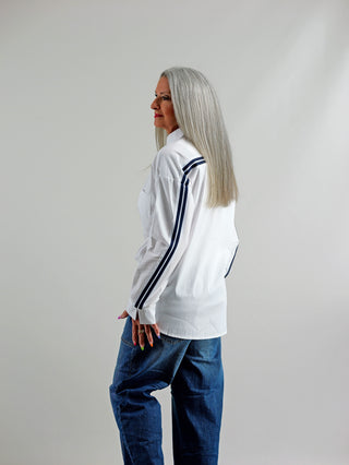 OFF#DLY Bluse Stripe White/Navy