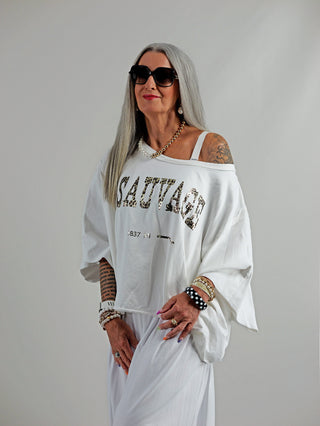OFF#DLY Sweater Sauvage white