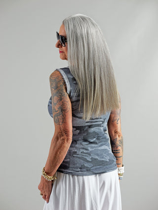 OFF#DLY Top Camo grau