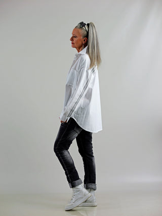 OFF#DLY Bluse Stripe White/Grey