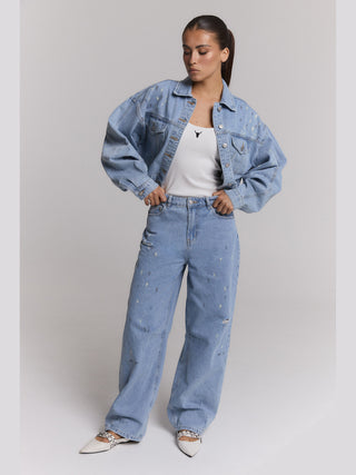 ALIX Painted Spot Denim Pant lighblue