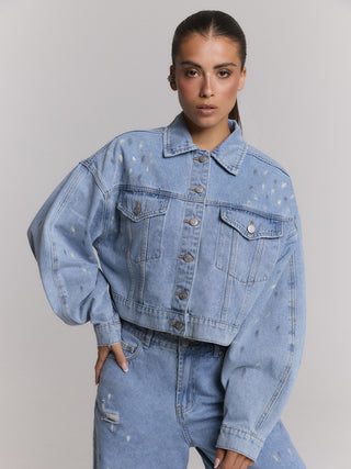 ALIX Painted Spot Denim Jacket lightblue