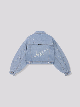ALIX Painted Spot Denim Jacket lightblue