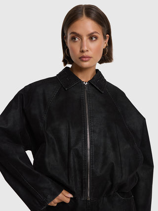 ALIX Faux Suede Ballon Jacket black