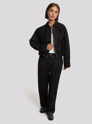 ALIX Faux Suede Ballon Jacket black