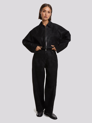 ALIX Faux Suede Ballon Jacket black