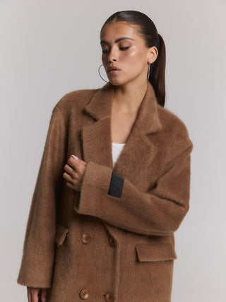 ALIX Long Hairy Coat camel