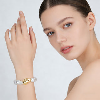 OFF#DLY Elast. Armband Perle gold