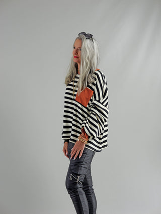 OFF#DLY Sweat  offLisa Stripes  blue/zimt