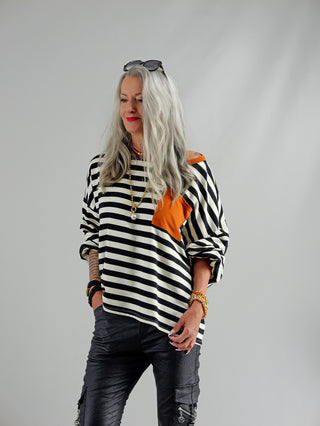 OFF#DLY Sweat  offLisa Stripes  blue/zimt