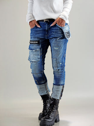 OFF#DLY Destroy Denim Fashion midblue