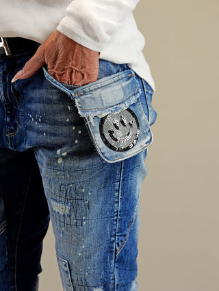 OFF#DLY Destroy Denim Fashion midblue