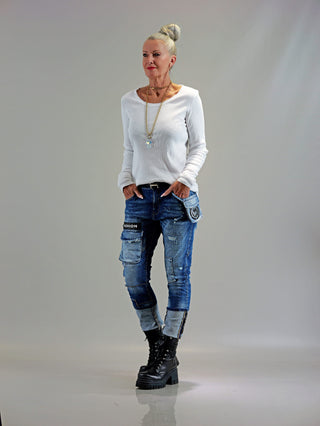 OFF#DLY Destroy Denim Fashion midblue