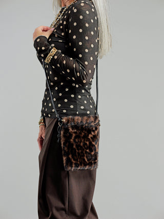 OFF#DLY Fake Fur Bag brown Leo