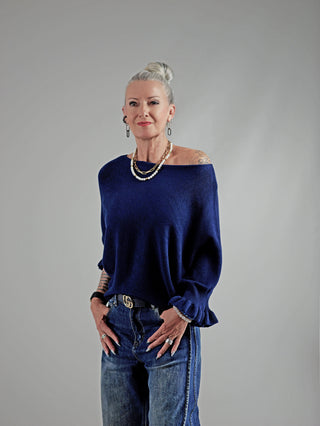 OFF#DLY Pulli Rüsche blue