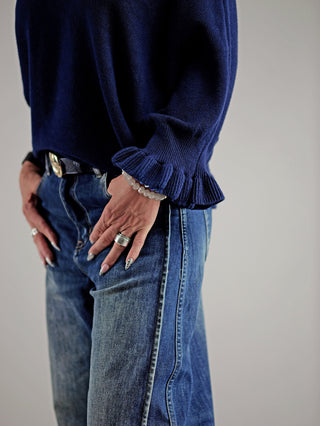 OFF#DLY Pulli Rüsche blue